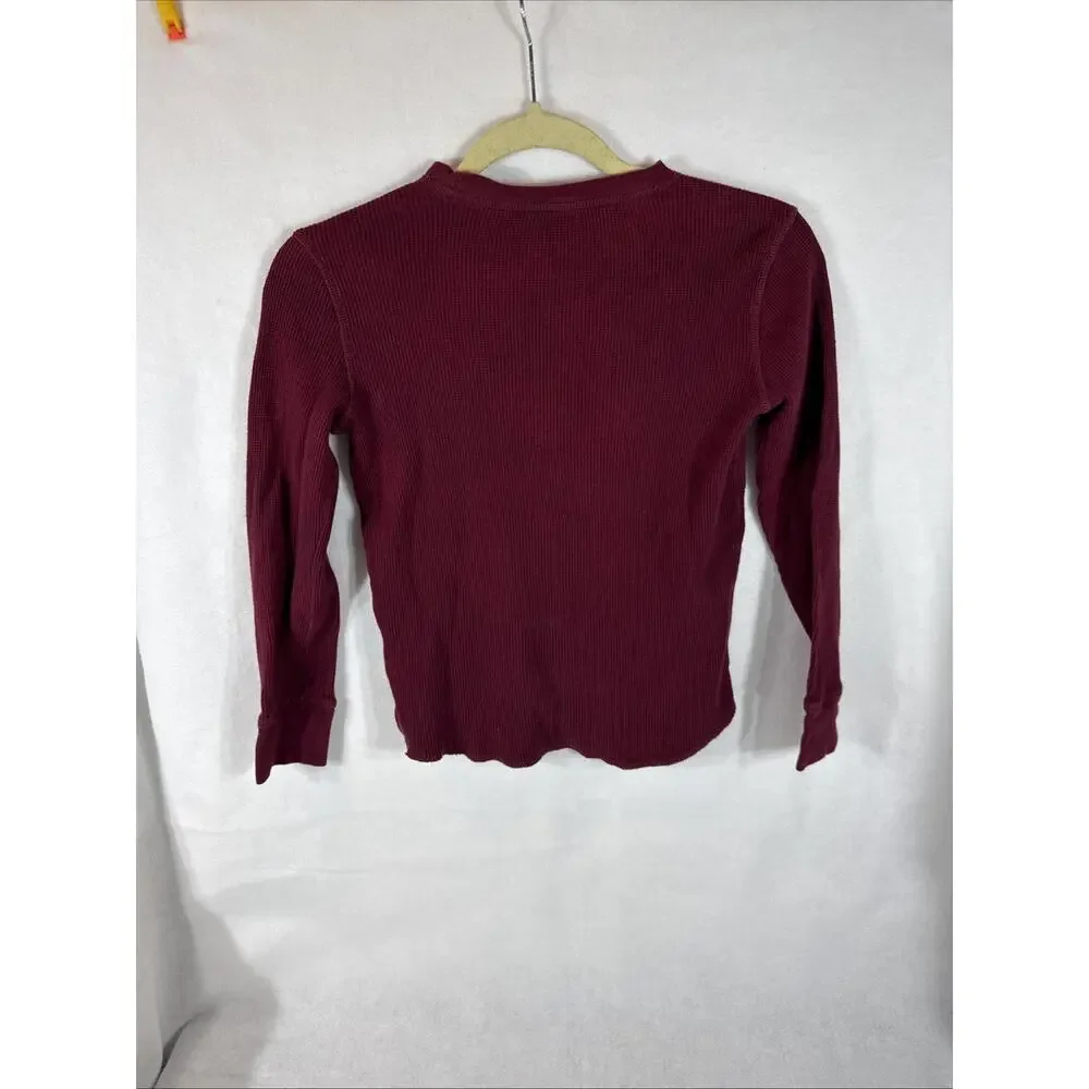 GAP Boys Long Sleeve Thermal Pullover Shirt Maroon Size MEDIUM (8)